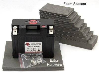 Foam spacers and hardware for batteries