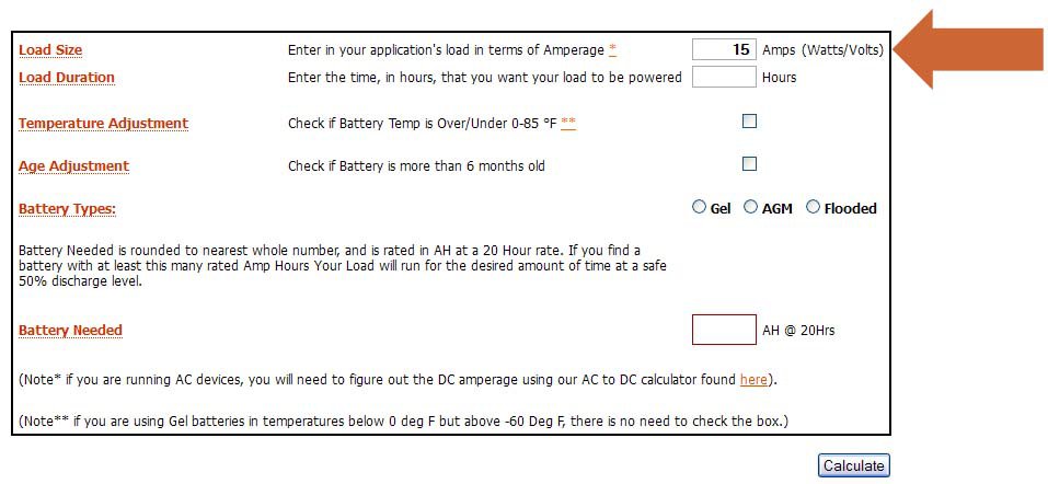 Inverter Battery Selection Chart